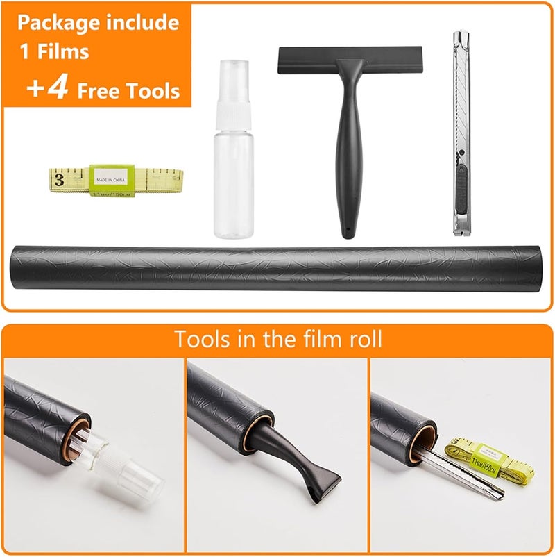 LEMON CLOUD Window Privacy Film Total Blackout Decorative Window Film, Static Cling Darkening Frosted Glass Covering 100% Opaque Removable for High Privacy, Black Half Moon Anti-UV(35.4 x 157.4 Inch) - Image 2